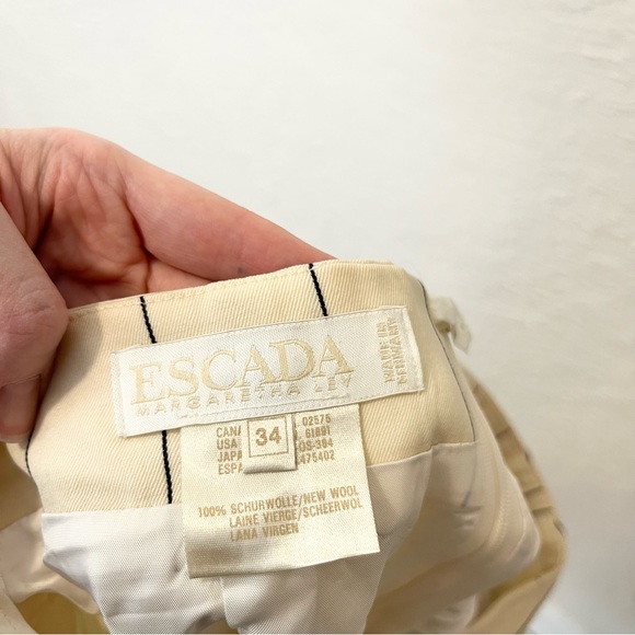 Escada Skirt Pencil Straight Cream Black Stripe Wool 34 XS 4 - Picture 8 of 8